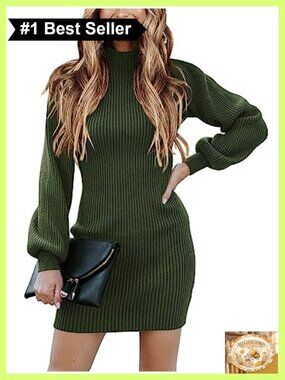 Long Sleeve Turtle Neck Bodycon Mini Sweater Dress